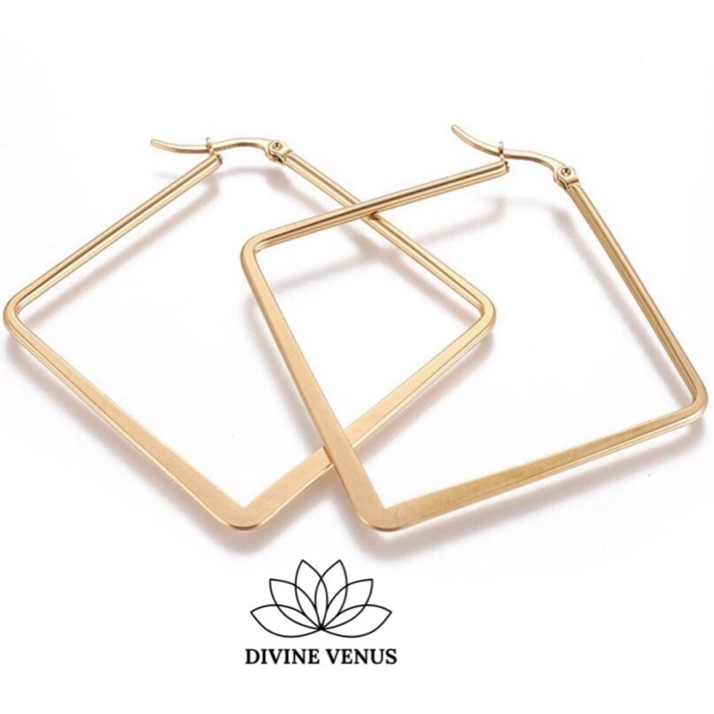 Rhombus Gold Plated 304 Stainless Steel Earrings